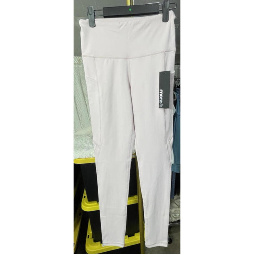 NWT MONO B Essential High Waist Panel Pink Skinny Yoga Workout Leggings Sz S
